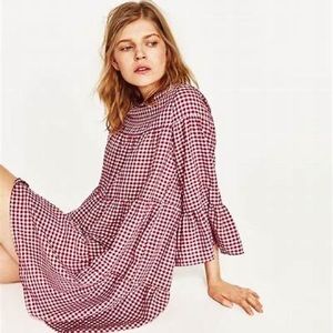 Zara Red Gingham Midi Dress